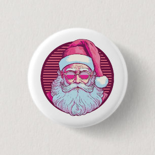 Retro-vintage rosa Weihnachtsmann Button