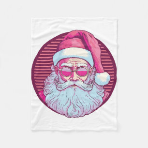 Retro Vintage Rosa Weihnachtsmann Fleecedecke