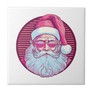 Retro Vintage Rosa Weihnachtsmann Fliese