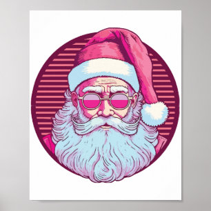 Retro Vintage Rosa Weihnachtsmann  Poster