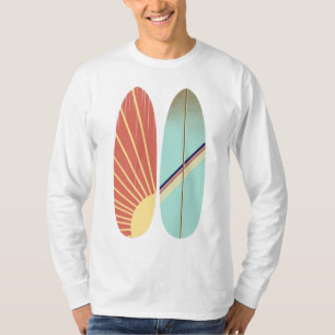 Retro-Vintage-Rot-&-Blau-Surfboard-Illustration T-Shirt