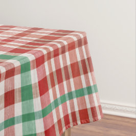 Retro Vintage Rot Grün Texturiert Kariert  Tischdecke