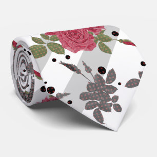 Retro Vintage rote Rosen nahtlose Musterpolka Punk Krawatte