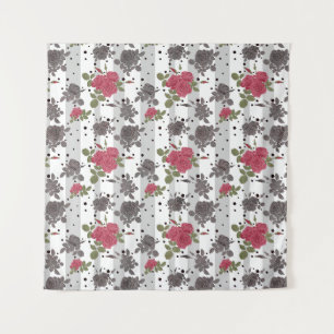 Retro Vintage rote Rosen nahtloses Muster Tüpfelch Wandteppich