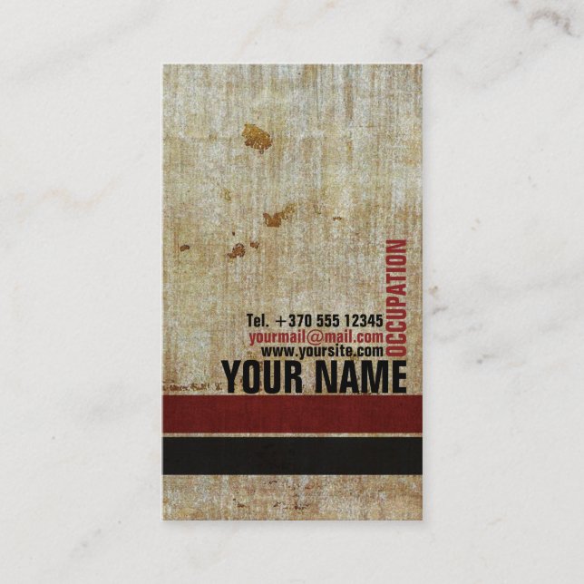 Retro Vintage rote schwarze gemusterte stilvolle Visitenkarte (Vorderseite)