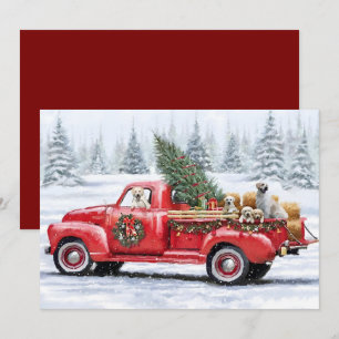 Retro Vintage Rotes Bauernhof-Lastwagen Weihnachte Karte