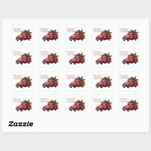 Retro Vintage Rotes Bauernhof-LKW Weihnachten 2025 Quadratischer Aufkleber