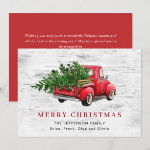 Retro Vintage Rotes Farmtruck Weihnachtsbaum Boho Feiertagskarte