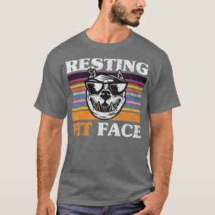 Retro Vintage Ruhelage Pit Funny Pitbull Dog L T-Shirt