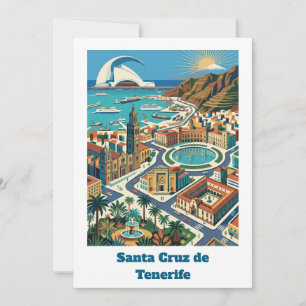 Retro Vintage Santa Cruz de Tenerife Stadt Karte
