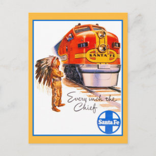 Retro Vintage Santa Fe Chief Zug Werbung Postkarte