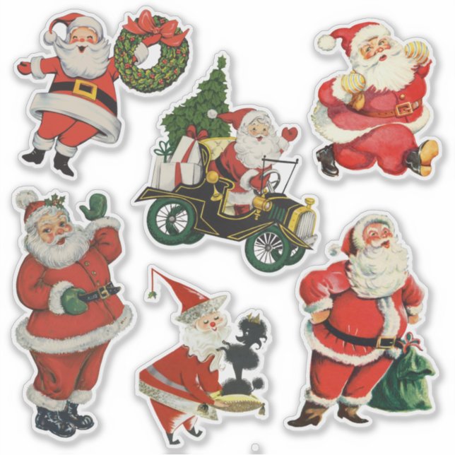 Retro Vintage Santas Large Aufkleber (Vorderseite)