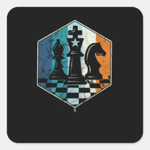 Retro-Vintage-Schachfigur Schachmeister-Club Quadratischer Aufkleber