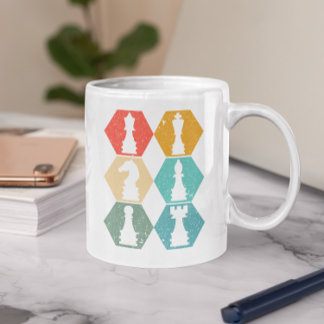 Retro-Vintage-Schachfiguren Sonnenuntergang Kaffeetasse