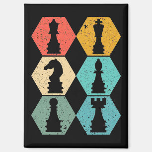 Retro-Vintage-Schachfiguren-Sonnenuntergangs-Poste Magnet
