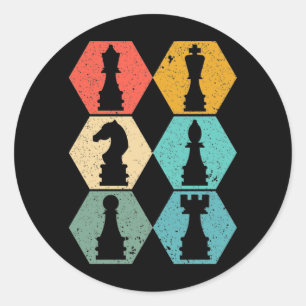 Retro Vintage Schachpartien Sonnenuntergang Poster Runder Aufkleber
