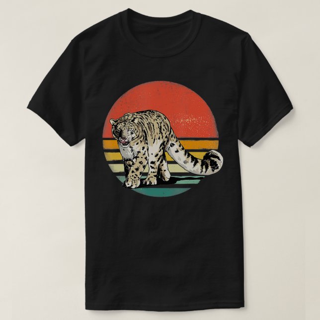 Retro Vintage Schneeleopard  Cooler Leopard Tier  T-Shirt (Design vorne)