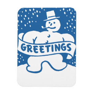 Retro-Vintage-Schneemann-Feiertag Magnet