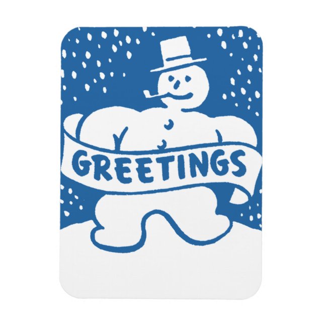 Retro-Vintage-Schneemann-Feiertag Magnet (Vertikal)