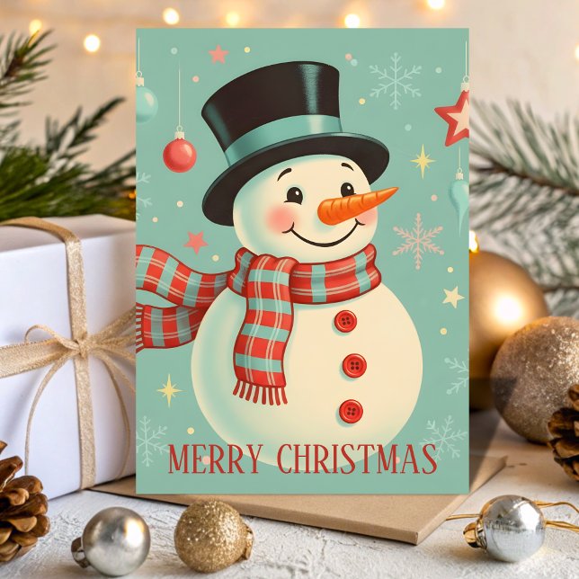 Retro Vintage Schneemann Frohe Weihnachten (Von Creator hochgeladen)
