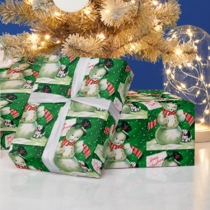 Retro-Vintage-Schneemann-Urlaubsparty-Verpackung Geschenkpapier