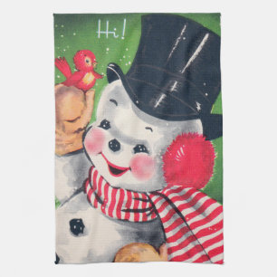 Retro Vintage Schneemann Weihnachts-Küchentuch Küchentuch
