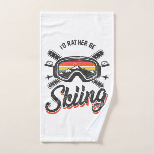 Retro Vintage Schneeschuhe Ich würde lieber Skifah Handtuch