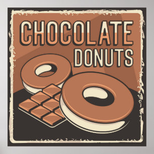 Retro-Vintage Schokoladendonuts Poster