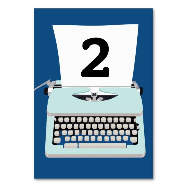 Retro Vintage Schreibmaschine und Papierdesign Tischnummer (Vorderseite)