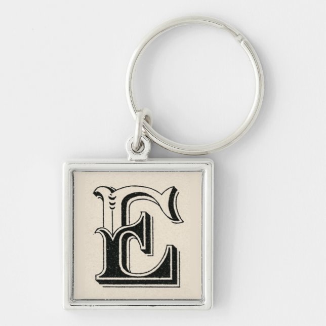 Retro-Vintage Schrift-E-Monogramm-Schlüsselanhänge Schlüsselanhänger (Vorne)