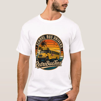 Retro Vintage Schulbusfahrer Kreis Weißes T-Shirt