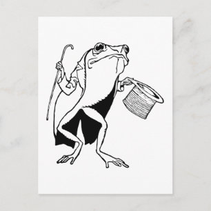 Retro Vintage Schwarz-Weiß-Gentleman-Frosch Postkarte