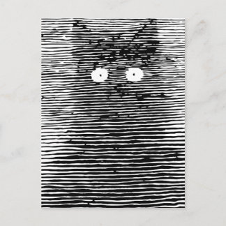 Retro Vintage Schwarz & Weiß Katze bei Nacht Postkarte
