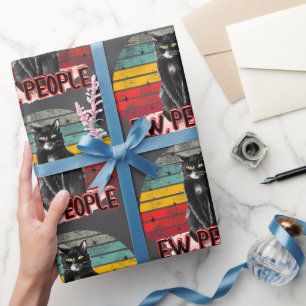Retro Vintage Schwarze Katze Igitt Leute Geschenkpapier