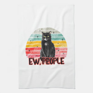 Retro Vintage Schwarze Katze Igitt Leute Geschirrtuch
