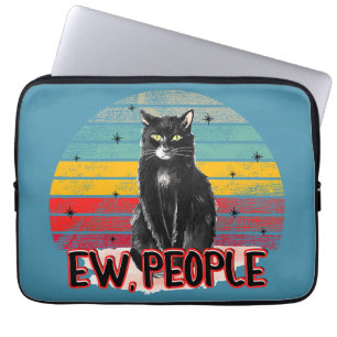 Retro Vintage Schwarze Katze - Igitt, Leute Laptopschutzhülle