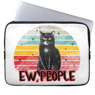 Retro Vintage Schwarze Katze Igitt Leute Laptopschutzhülle