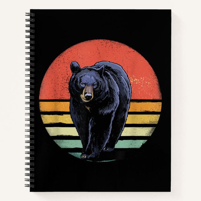 Retro Vintage Schwarzer Bär Notizbuch (Vorderseite)