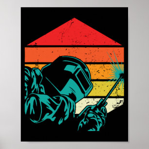 Retro Vintage-Schweißhelm-Silhouette Schweißer Gif Poster