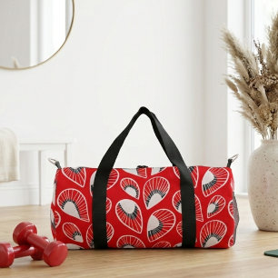 Retro-Vintage-Sechziger-Jahre rotes Muster Fitness Duffle Bag