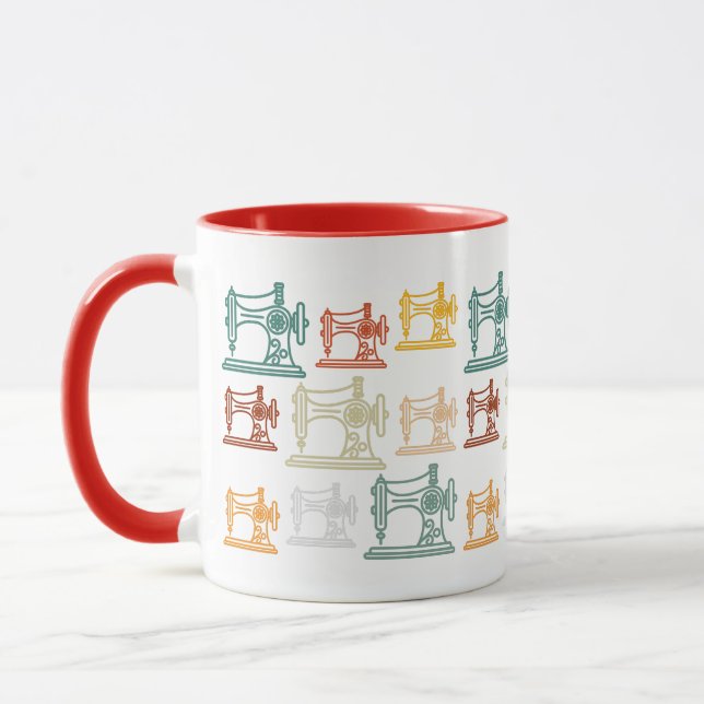 Retro Vintage Sewing Machines Pattern -Sewing Gift Tasse (Links)