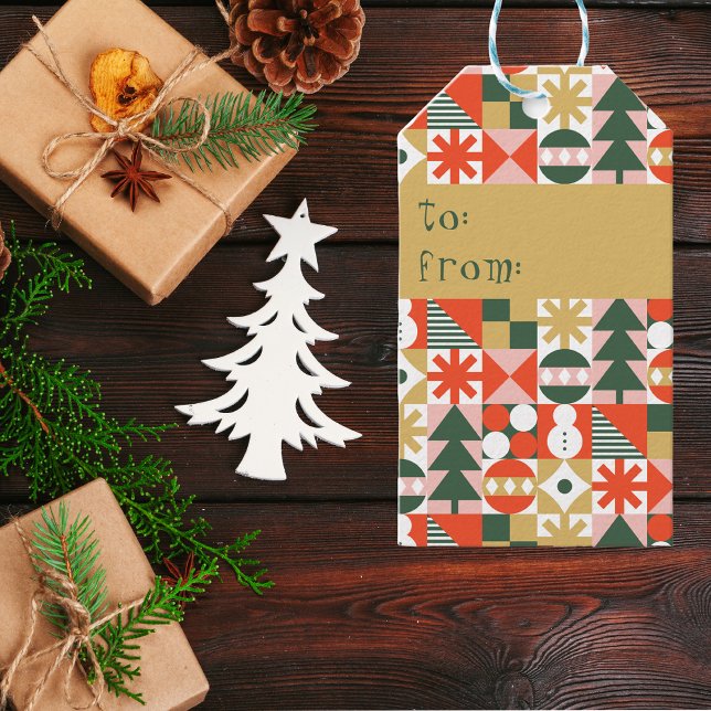 Retro Vintage skandinavische Weihnachten Geschenkanhänger (Von Creator hochgeladen)