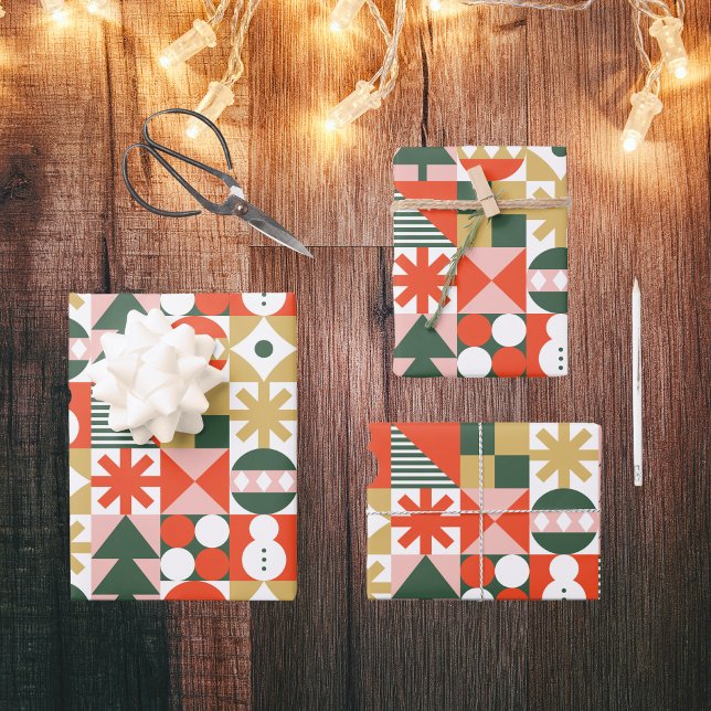 Retro Vintage skandinavische Weihnachten Geschenkpapier Set (Von Creator hochgeladen)