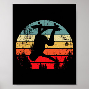 Retro-Vintage-Skateboard Flip-Tricks beim Skateboa Poster
