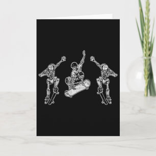 Retro-Vintage-Skateboarding-Skelett mit Stressopti Karte