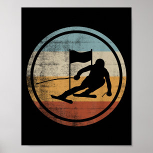 Retro-Vintage-Ski-Skifahrer-Design-Ski-Slalom Poster