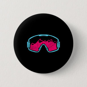 Retro Vintage Skibrille 80er 90er Skifahren Button