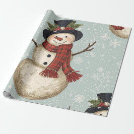 Retro Vintage Snowman Cute Christmas Geschenkpapier