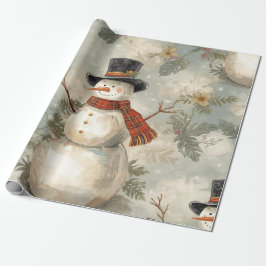 Retro Vintage Snowman Cute Christmas Geschenkpapier