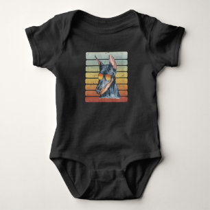 Retro Vintage Sonnenuntergang Dobermann Mama Papa Baby Strampler